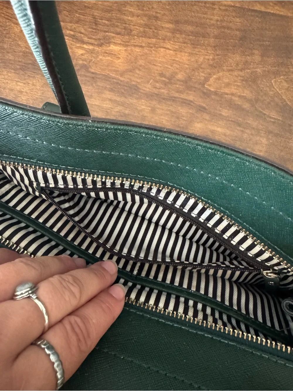kate spade Hunter Green Leather Satchel with Removable Strap